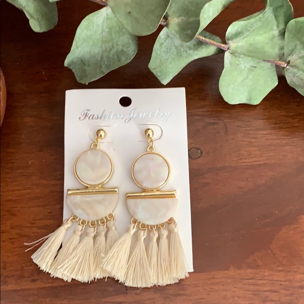 Beige Tassel Earrings